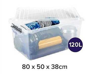 Q-Line opbergbox 120L transparant blauw