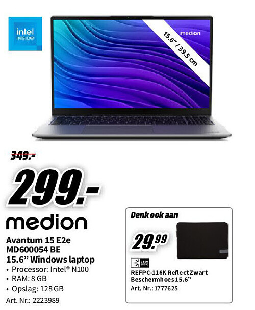 Medion Avantum 15 E2e MD600054 BE 15.6” Windows laptop