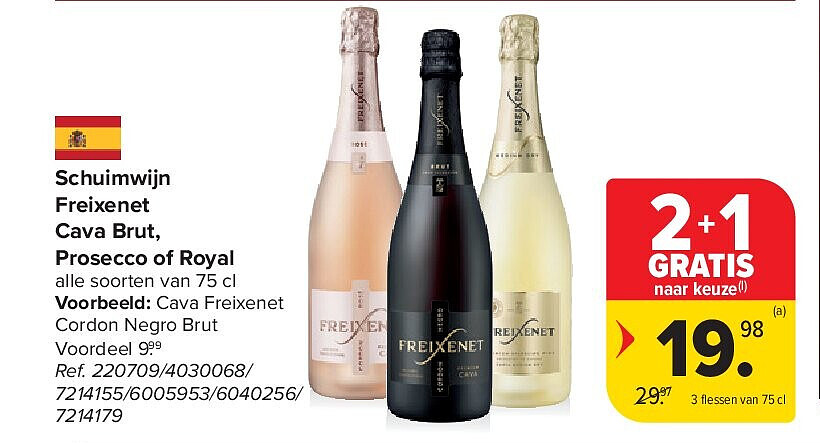 Schuimwijn Freixenet Cava Brut, Prosecco of Royal