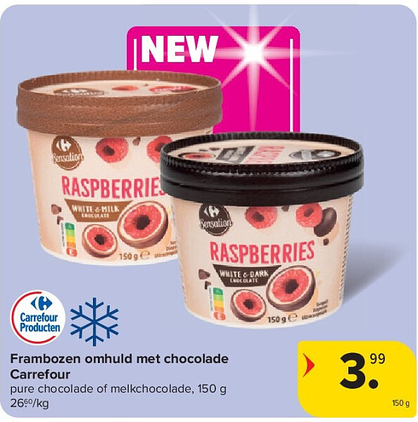 Frambozen omhuld met chocolade Carrefour