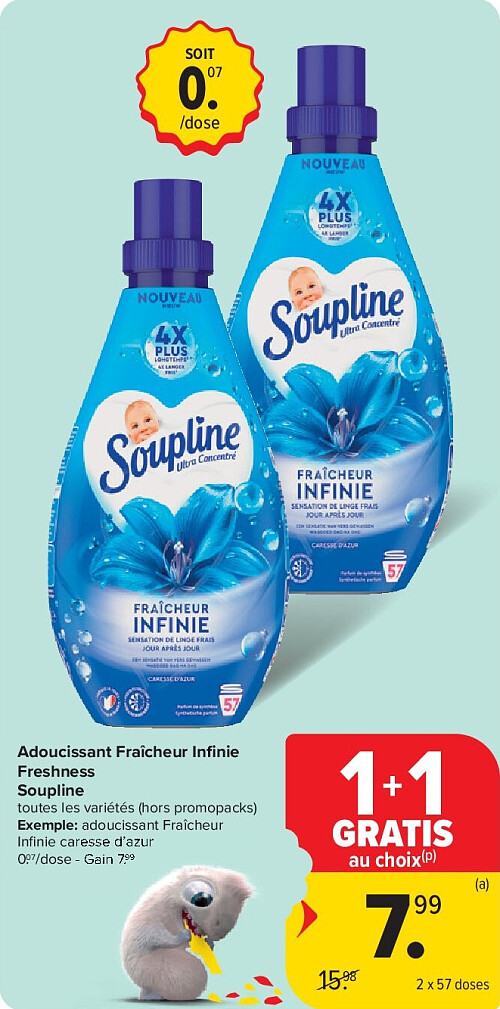 Adoucissant Fraîcheur Infinie Freshness Soupline 2 x 57 doses