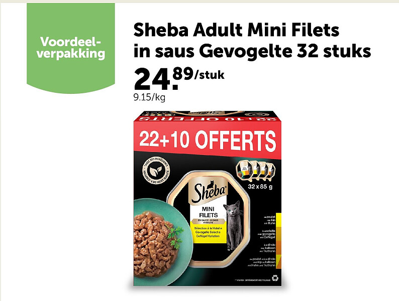 Sheba Adult Mini Filets in saus Gevogelte 32 stuks