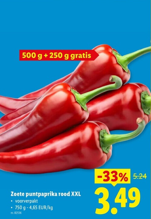 Zoete puntpaprika rood XXL