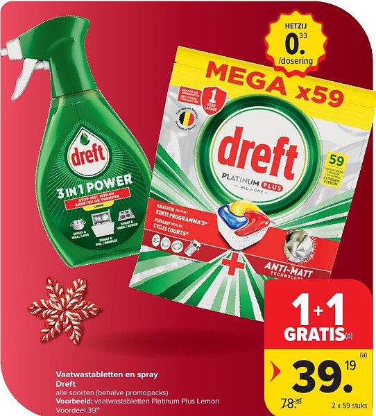 Vaatwastabletten en spray Dreft