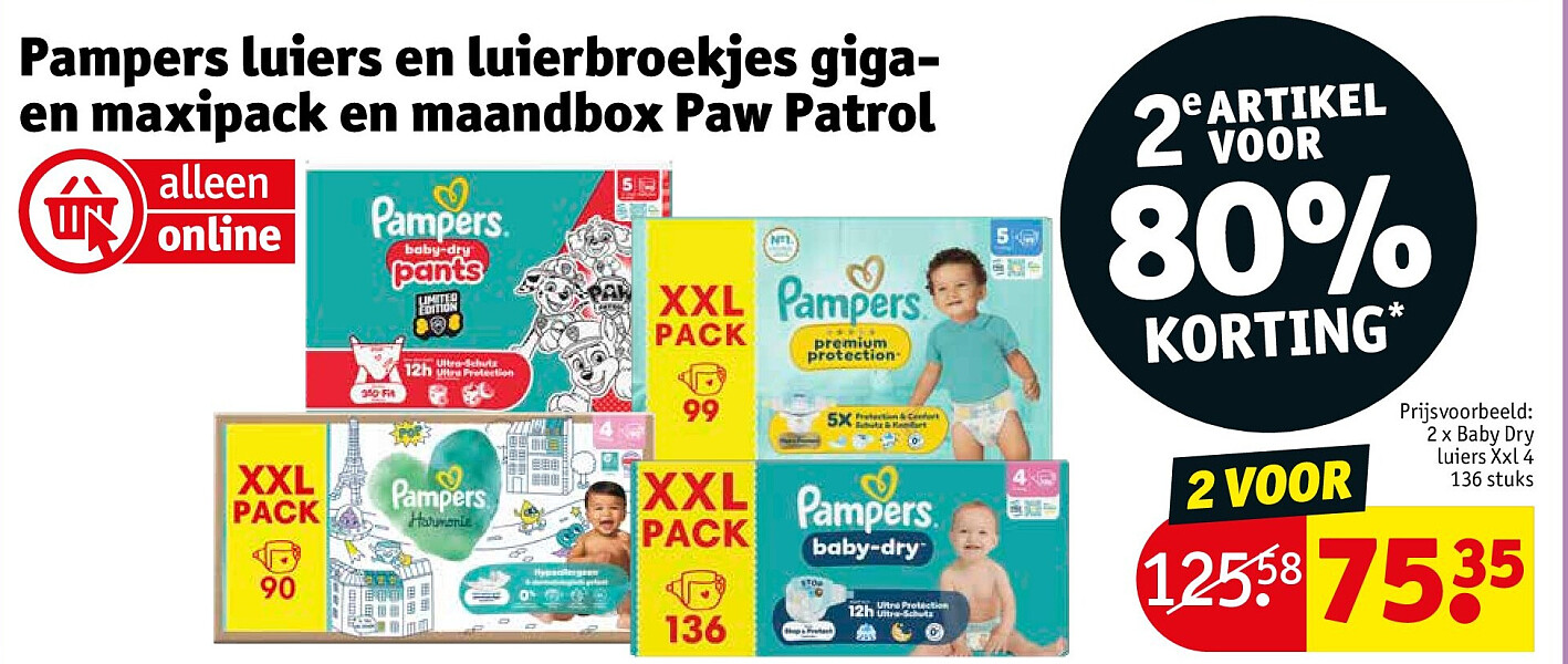 Pampers luiers en luierbroekjes gigaen maxipack en maandbox Paw Patrol
