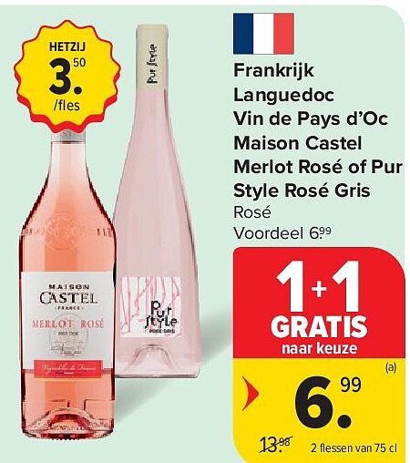 Frankrijk Languedoc Vin de Pays d’Oc Maison Castel Merlot Rosé of Pur Style Rosé Gris
