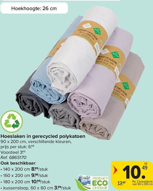 Hoeslaken in gerecycled polykatoen