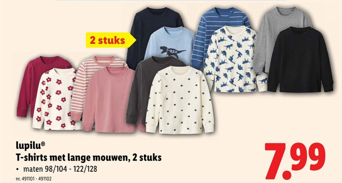 T-shirts met lange mouwen, 2 stuks
