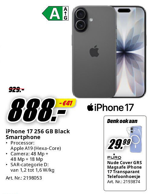 iPhone 17 256 GB Black Smartphone