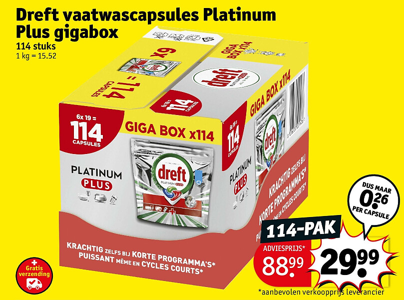 Dreft vaatwascapsules Platinum Plus gigabox