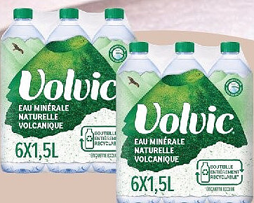Eau minérale naturelle plate Volvic, 6 x 1,5 l