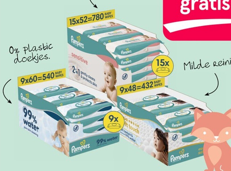 Pampers megaboxen doekjes 9- en 15-packs