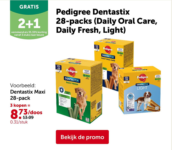Pedigree Dentastix 28-packs (Daily Oral Care, Daily Fresh, Light)