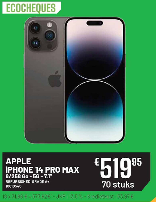 APPLE iPHONE 14 PRO MAX 8/258 Go - 5G - 7.1”