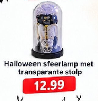 Halloween sfeerlamp met transparante stolp