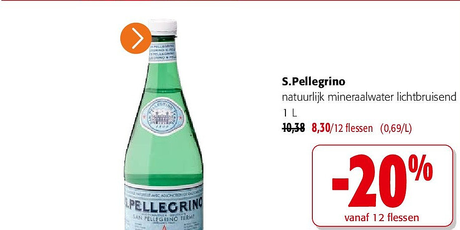 S.Pellegrino natuurlijk mineraalwater lichtbruisend 1 L
