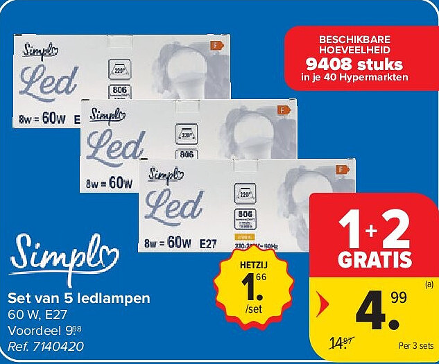 Set van 5 ledlampen