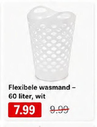 Flexibele wasmand - 60 liter, wit