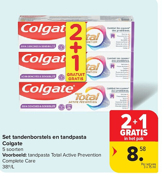 Set tandenborstels en tandpasta Colgate