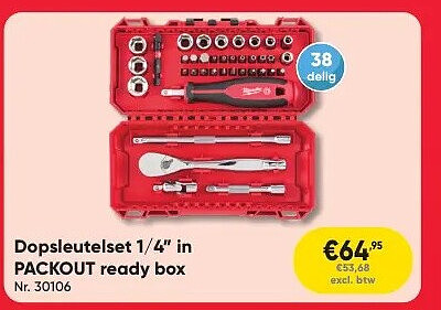 Dopsleutelset 1/4" in PACKOUT ready box Nr. 30106