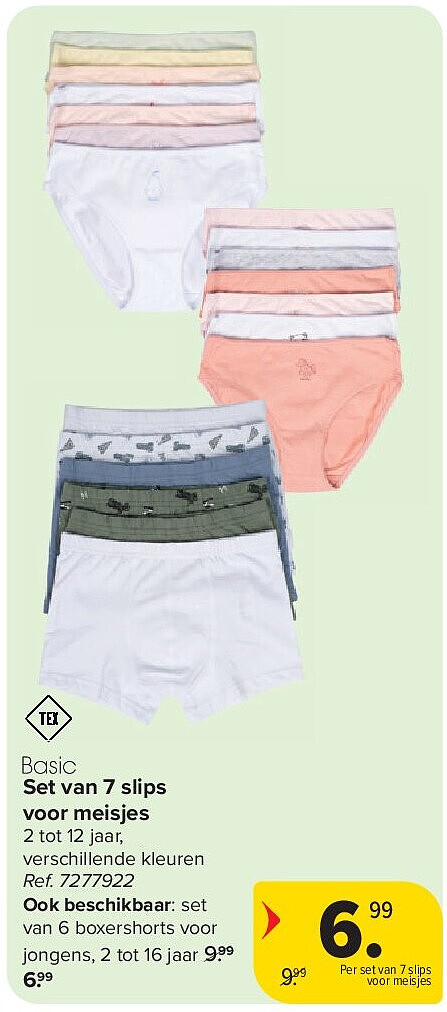 Set van 7 slips voor meisjes