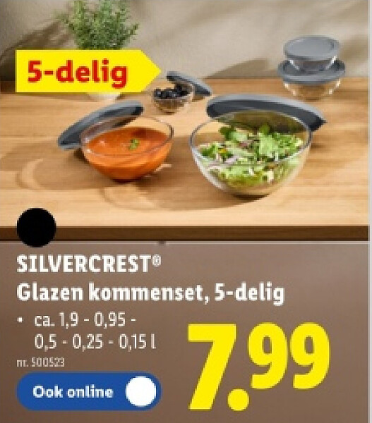 Glazen kommenset, 5-delig