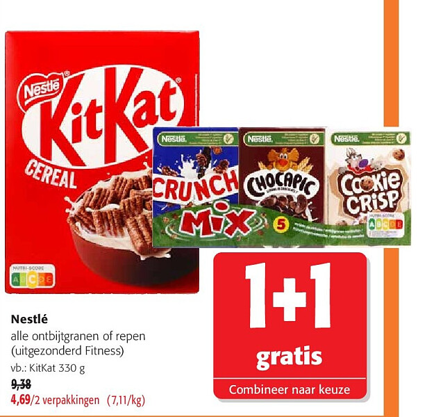 Nestlé alle ontbijtgranen of repen
