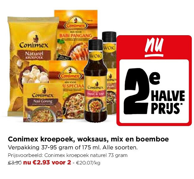 Conimex kroepoek, woksaus, mix en boemboe