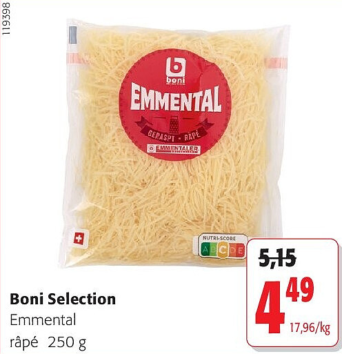 Boni Selection Emmental râpé 250 g