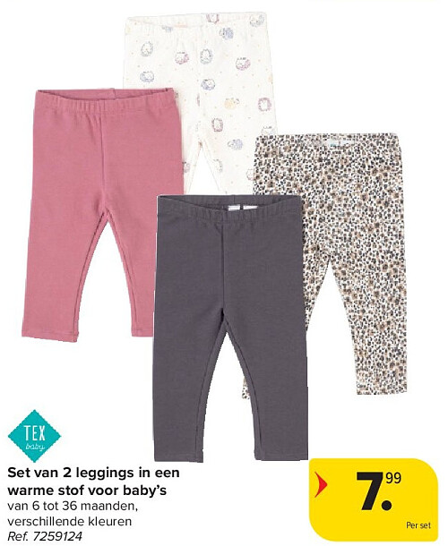 Set van 2 leggings in een warme stof voor baby’s
