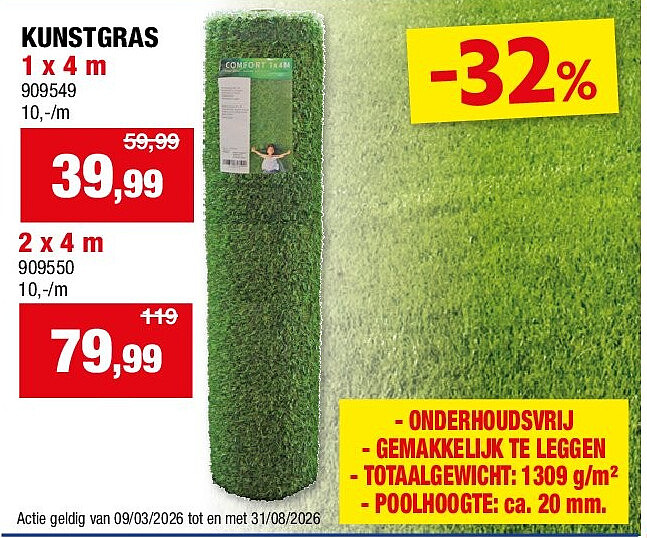 KUNSTGRAS 1 x 4 m
