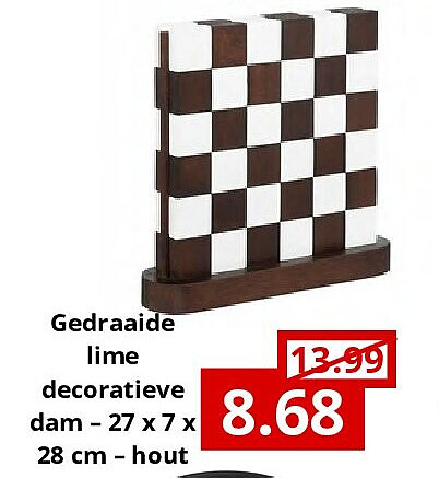 Gedraaide lime decoratieve dam – 27 x 7 x 28 cm – hout