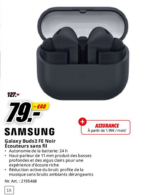 Samsung Galaxy Buds3 FE Noir Écouteurs sans fil