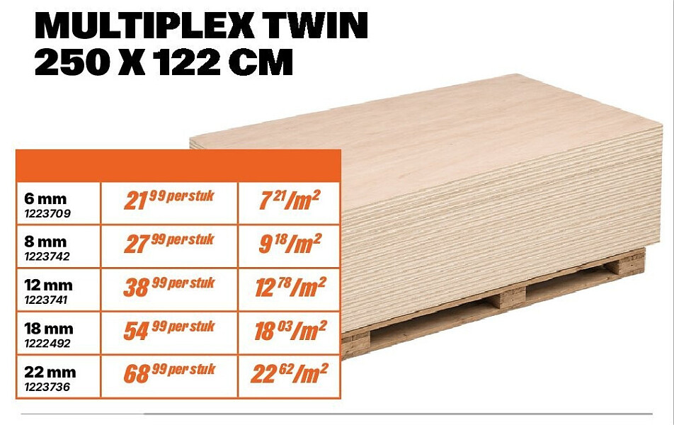 MULTIPLEX TWIN 250 X 122 CM 6 mm