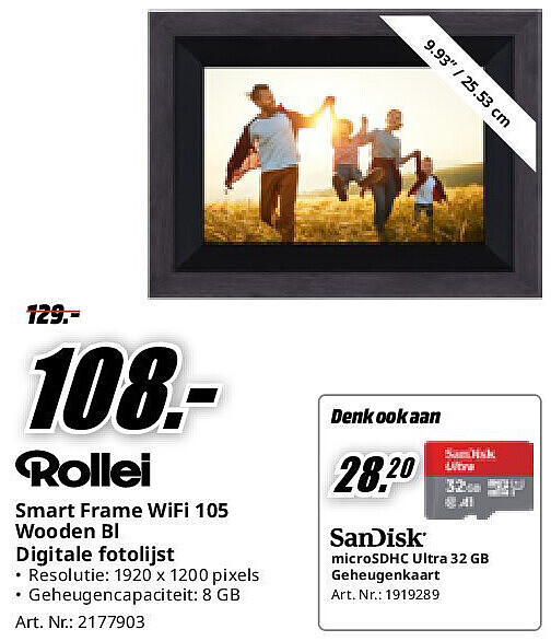 Smart Frame WiFi 105 Wooden Bl Digitale fotolijst