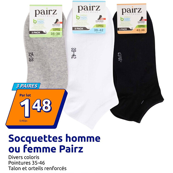 Socquettes homme ou femme Pairz