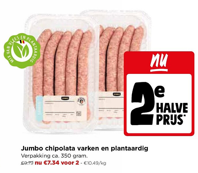 Jumbo chipolata varken en plantaardig