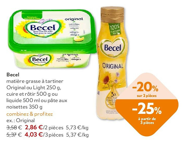 Becel matière grasse à tartiner Original ou Light 250 g