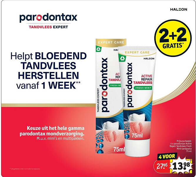 4 x parodontax Active Repair Tandvlees Fresh Mint tandpasta 75 ml