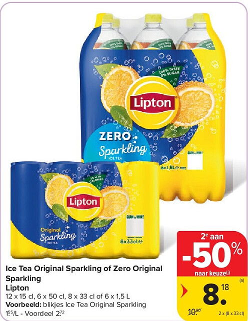 Ice Tea Original Sparkling of Zero Original Sparkling Lipton