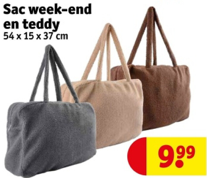 Sac week-end en teddy 54 x 15 x 37 cm