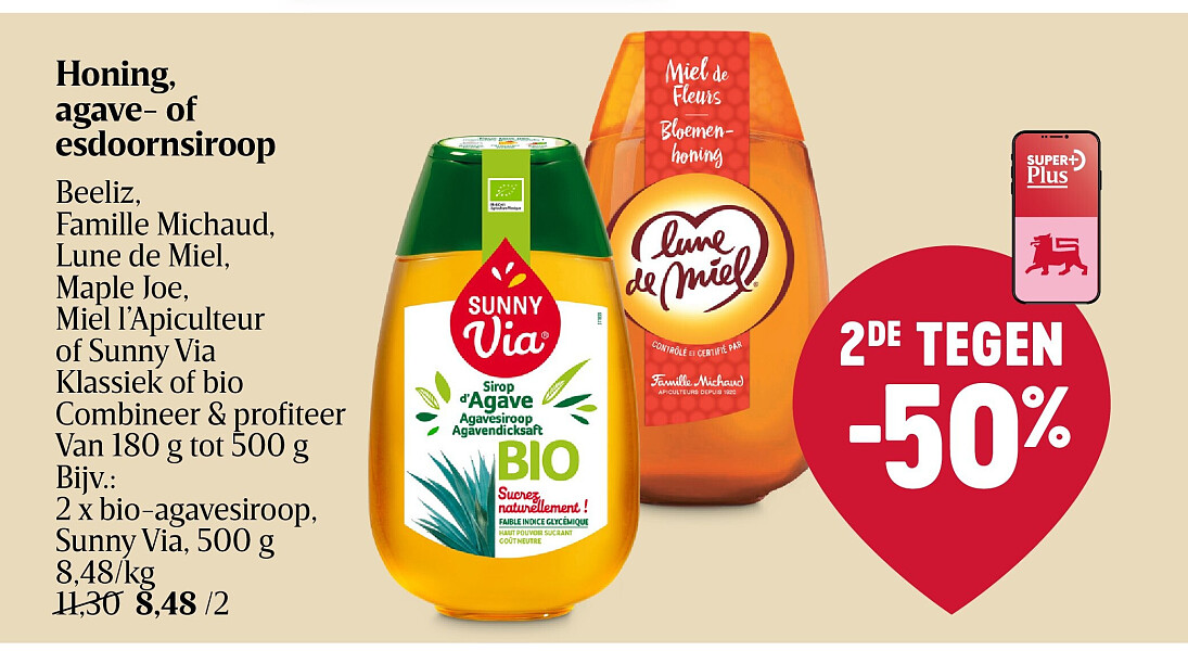 Honing, agave- of esdoornsiroop