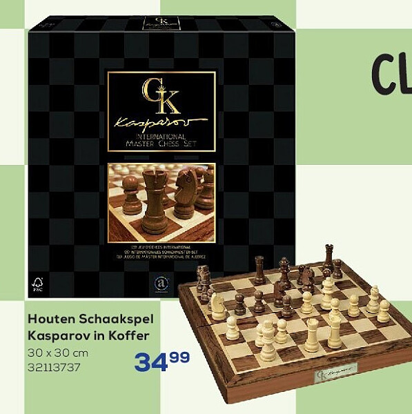 Houten Schaakspel Kasparov in Koffer