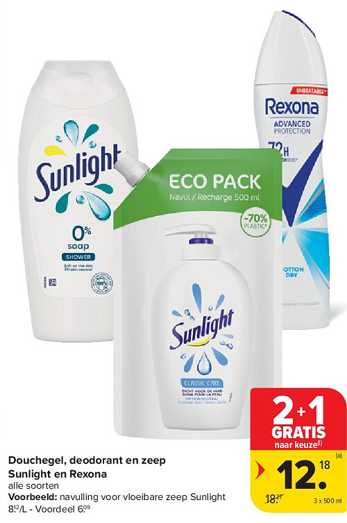 Douchegel, deodorant en zeep Sunlight en Rexona