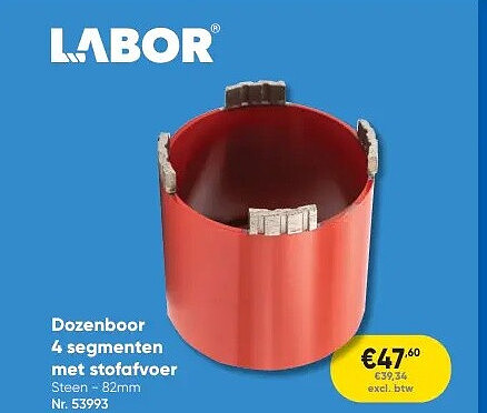 Dozenboor 4 segmenten met stofafvoer Steen - 82mm Nr. 53993