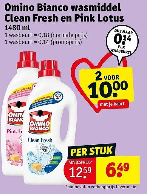 Omino Bianco wasmiddel Clean Fresh en Pink Lotus