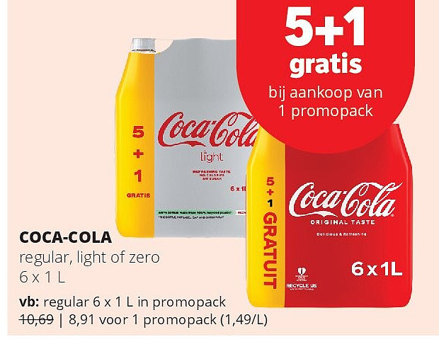 COCA-COLA regular 6 x 1 L in promopack