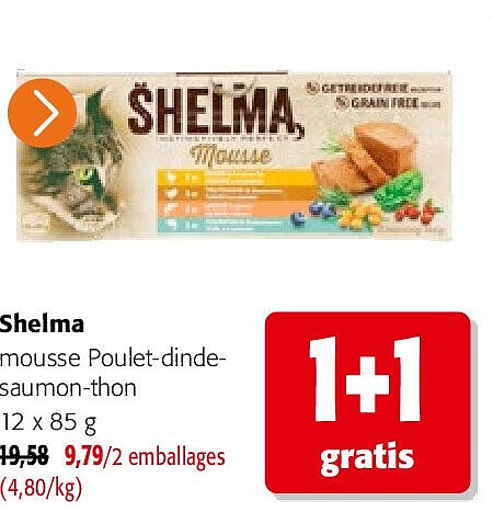 Shelma mousse Poulet-dindesaumon-thon 12 x 85 g