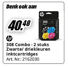 Hp 308 Combo - 2 stuks Zwarte/ driekleuren inktcartridges
