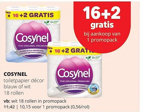 COSYNEL wit 18 rollen in promopack